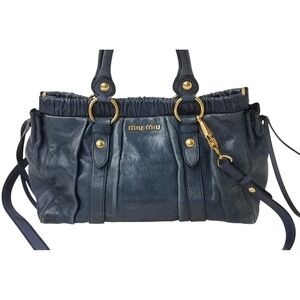 Miu Miu Miu Shoulder Handbag Leather Blue Bag